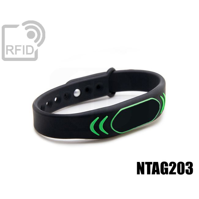 BR27C35 Braccialetti RFID silicone clip metallo NFC Ntag203 thumbnail