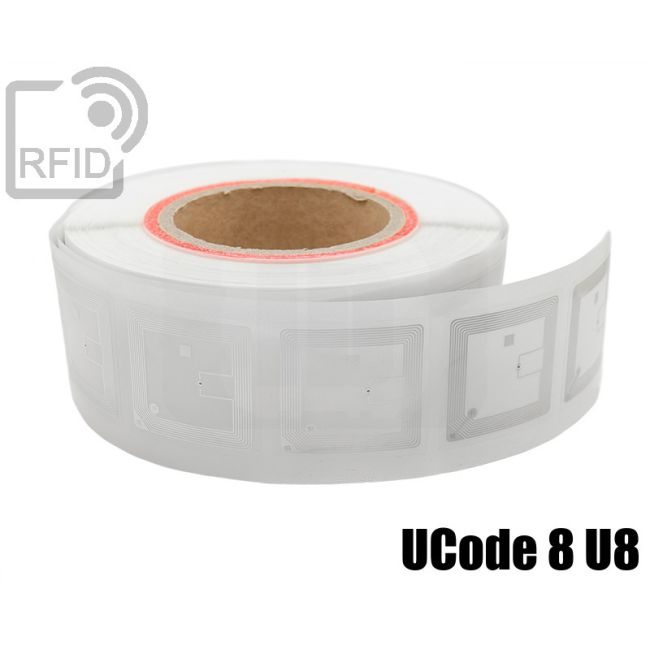 EH03C39 Etichette 50 x 50 mm RFID trasparente UCode 8 U8 swatch