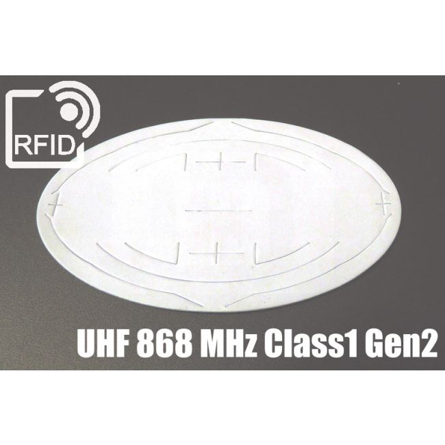 ES01C81 Etichette 110 x 66 mm RFID ovali antitamper UHF 868 MHz Class1 Gen2 swatch