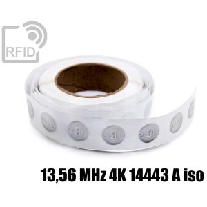 EH23C45 Etichette 38 mm diam RFID trasparente 13,56 MHz 4K 14443 A iso small