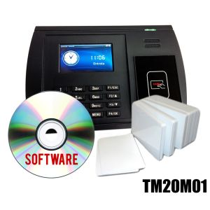 TM20M01 Time clock kit + Software + RFID MIFARE 13.56MHz badge small
